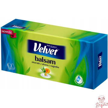 Chusteczki VELVET BALSAM (70 sztuk) 3 warstwy ekstrakt z Aloesu i Nagietka