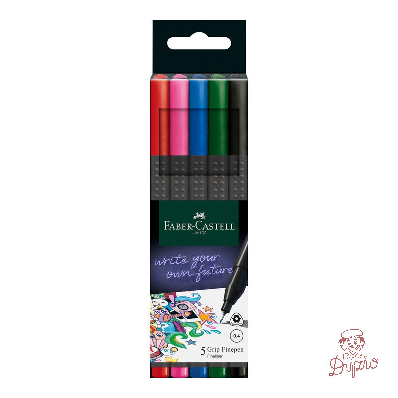 Cienkopisy GRIP 5 kolorów podstawowych 151604 FABER-CASTELL