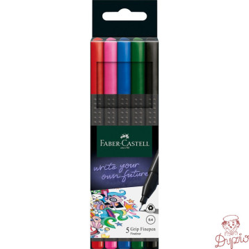 Cienkopisy GRIP 5 kolorów podstawowych 151604 FABER-CASTELL