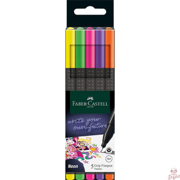 Cienkopisy GRIP 5 kolorów neonowych 151603 FABER-CASTELL