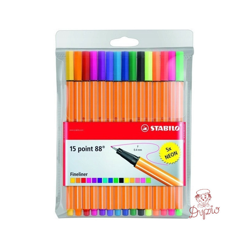 Cienkopis STABILO point 88 komplet 15szt. w tym 5 neonowych 8815-1