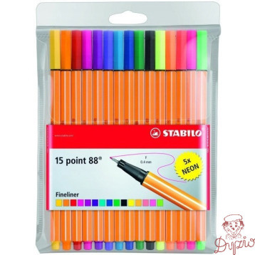 Cienkopis STABILO point 88 komplet 15szt. w tym 5 neonowych 8815-1