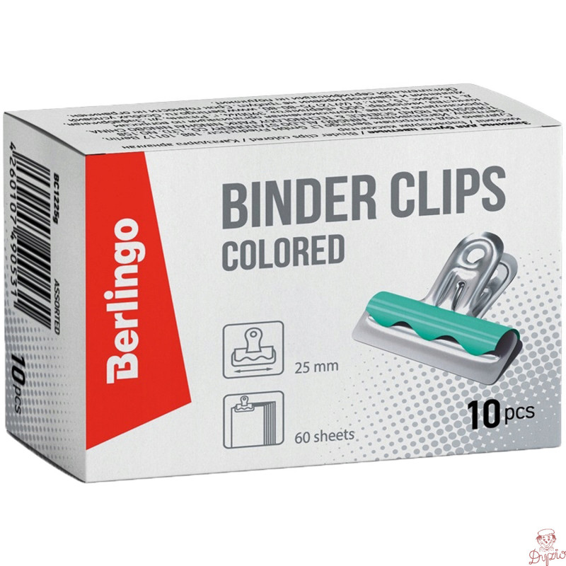 Klipy Buldog 25mm 10szt. kolorowe 255056 BERLINGO
