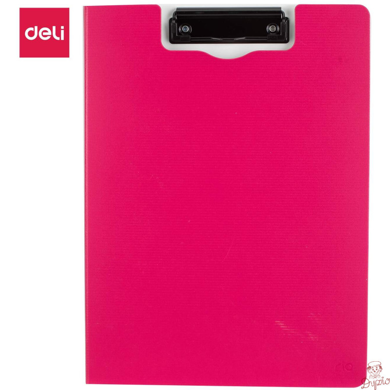 Deska z klipem pionowa A4 zamykana PP RIO różowa EF75002 PINK DELI