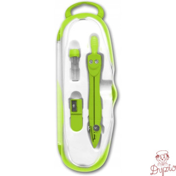 Cyrkiel szkolny z grafitem 2mm ( grafity +temperówka) PC-101 zielony w etui TT7634 PENMATE