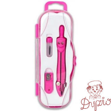 Cyrkiel szkolny z grafitem 2mm ( grafity +temperówka) PC-101 różowy w etui TT7631 PENMATE