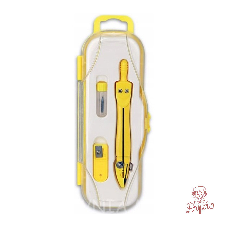 Cyrkiel szkolny z grafitem 2mm ( grafity +temperówka) PC-101 żółty w etui TT7632 PENMATE