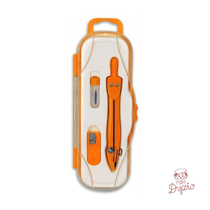 Cyrkiel szkolny z grafitem 2mm ( grafity +temperówka) PC-101 żółty w etui TT7631 PENMATE