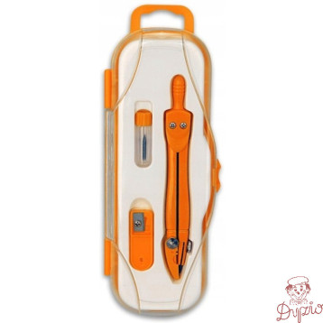 Cyrkiel szkolny z grafitem 2mm ( grafity +temperówka) PC-101 żółty w etui TT7631 PENMATE