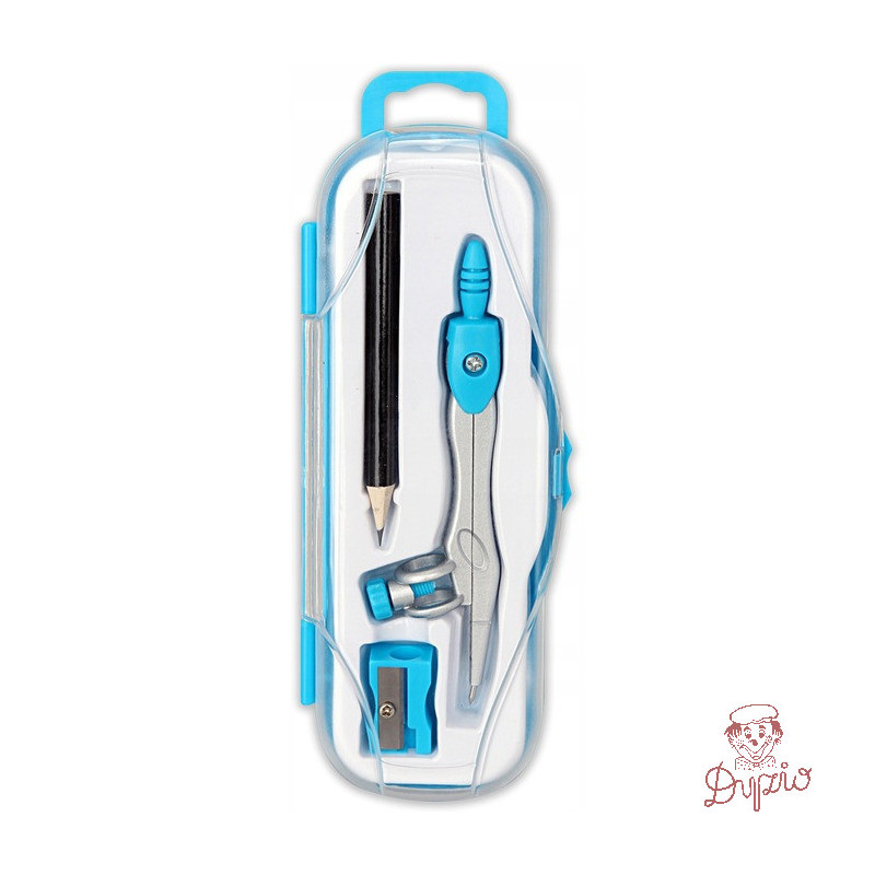 Cyrkiel szkolny z ołówkiem + temperówka w etui PC-102 niebieski TT7637 PENMATE