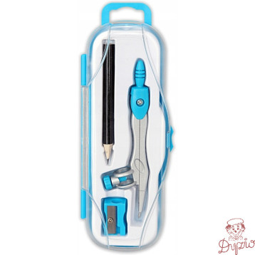 Cyrkiel szkolny z ołówkiem + temperówka w etui PC-102 niebieski TT7637 PENMATE