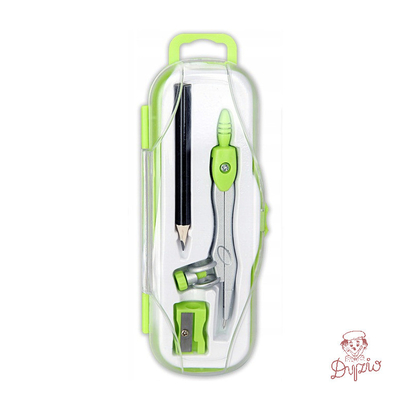 Cyrkiel szkolny z ołówkiem + temperówka w etui PC-102 zielony TT7638 PENMATE