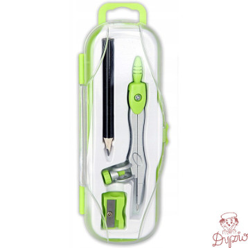 Cyrkiel szkolny z ołówkiem + temperówka w etui PC-102 zielony TT7638 PENMATE