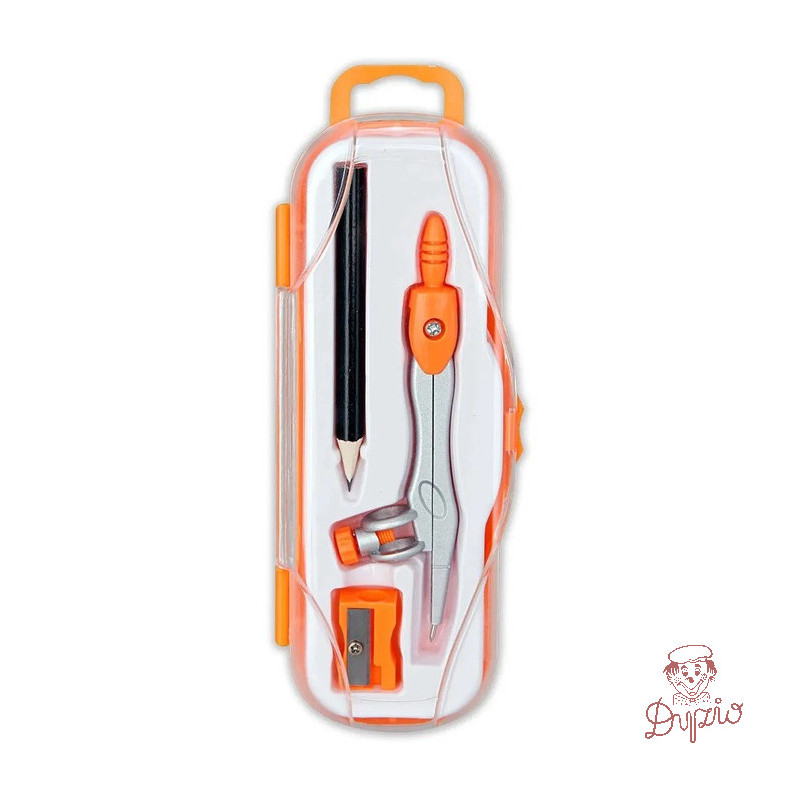 Cyrkiel szkolny z ołówkiem + temperówka w etui PC-102 pomarańczowy TT7636 PENMATE