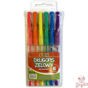 Długopis żelowy neonowy 6 kolorów Kolori TT8265 PENMATE