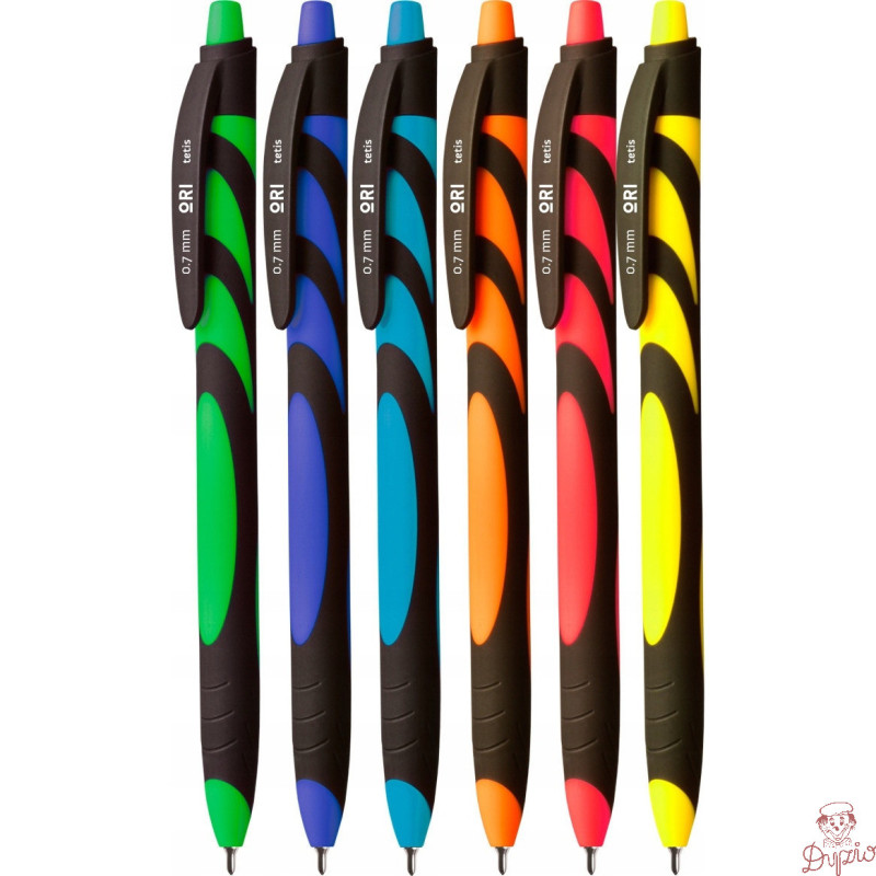 Długopis olejowy ORI 0.7mm mix kol.obudowy wkład niebieski KD912-NM TETIS