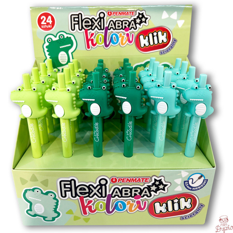Długopis ścieralny automatyczny Flexi Abra Kolori CROCODIL 0,5mm niebieski TT8821 PENMATE