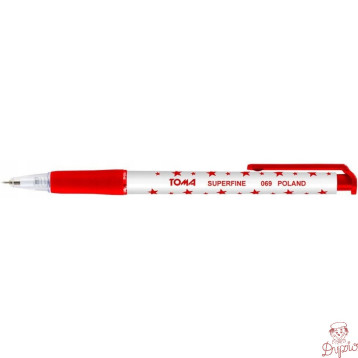 Długopis automatyczny GWIAZDKI czerwony 0,5mm TO-069 TOMA