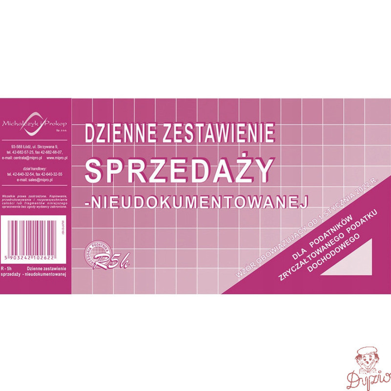 R05-H Dzienne zestawienie sprzedaży nieudokumentowanej od stycznia 2022 Michalczyk i Prokop