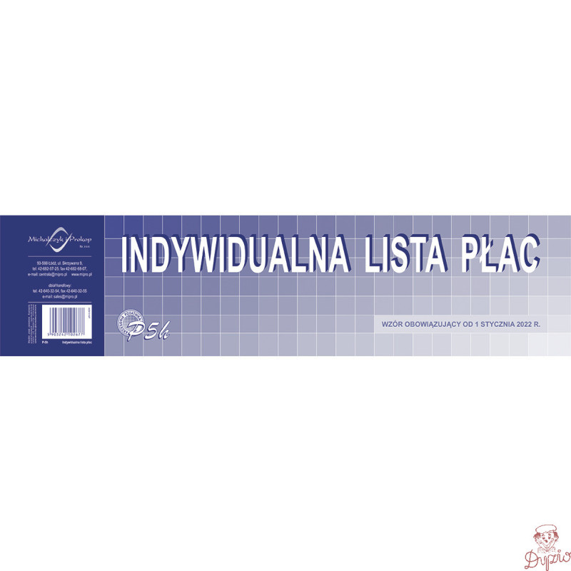P05-M Indywidualna lista płac 1/3 A3 od lipca 2022 Michalczyk i Prokop