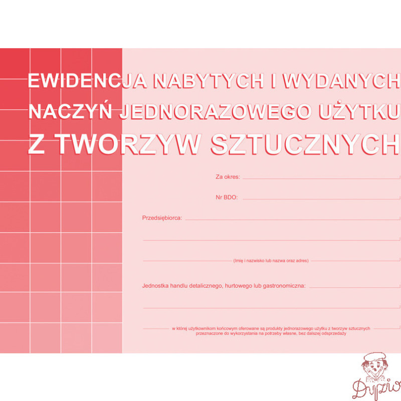 S-210-3 Ewidencja nabytych i wydanych naczyń jednorazowego użytku z tworzyw sztucznych MICHALCZYK I PROKOP
