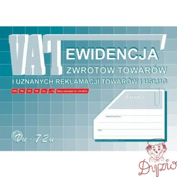 Vu72-u Ewidencja VAT zwrot tow.i uznan. reklamacji A4 Michalczyk i Prokop