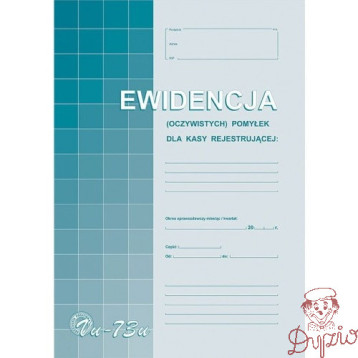Vu73-u Ewidencja (oczyw) pomyłek z kasy rej.A4 Michalczyk i Prokop