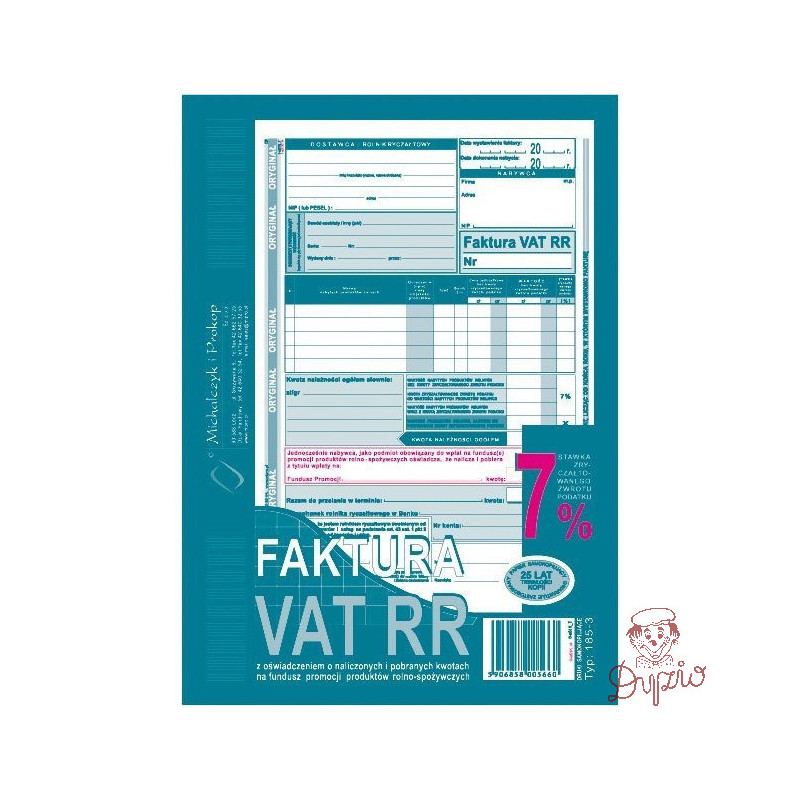 185-3N Faktura VAT RR A5 80kartek MICHALCZYK i PROKOP