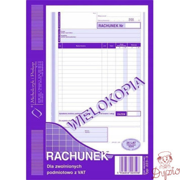 223-3 Rachunek A5 dla zw.z VAT (pion) wielokopia MICHALCZYK i PROKOP