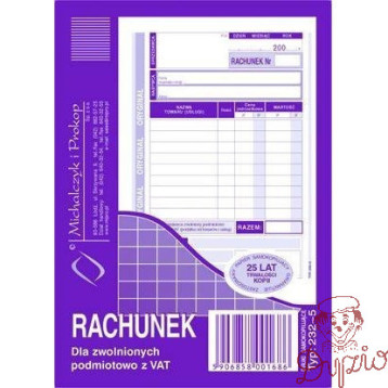 232-5 Rachunek A6 (pion) ory.+kop. 80k Michalczyk i Prokop