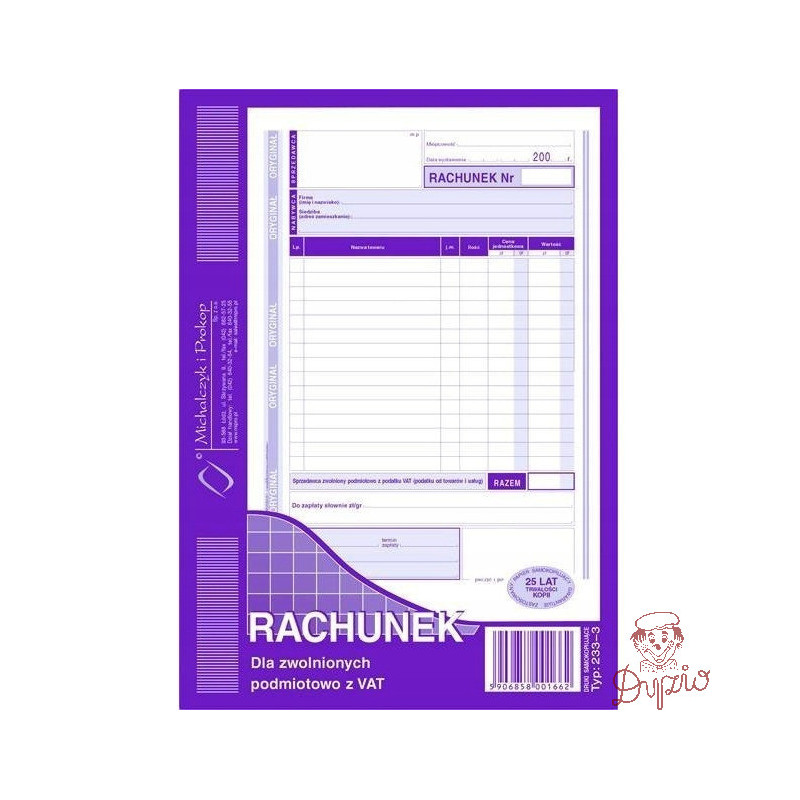 233-3 Rachunek A5 (pion) ory.+kop. 80k Michalczyk i Prokop
