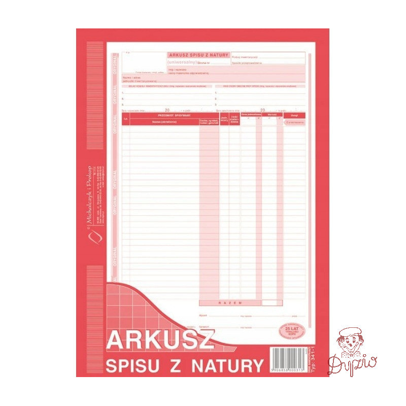 341-1 Arkusz spisu z natury A4 48k. pion Michalczyk i Prokop