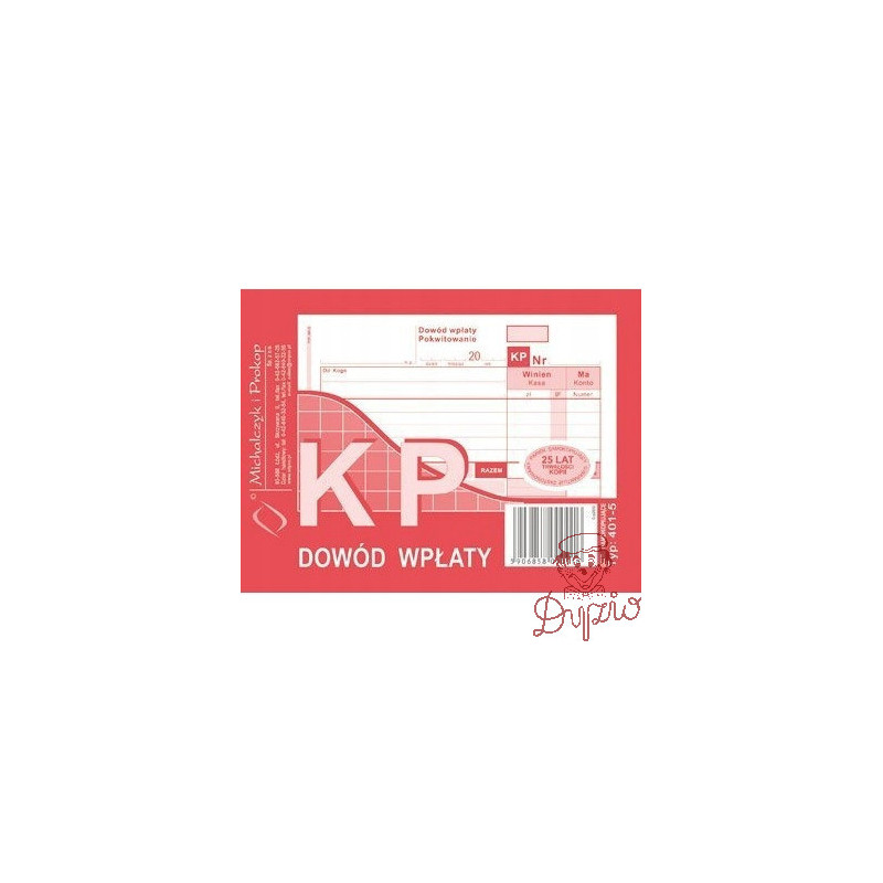 401-5 KP Dowód Wpłaty A6 80 kartek MICHALCZYK I PROKOP (kasa przyjmie)