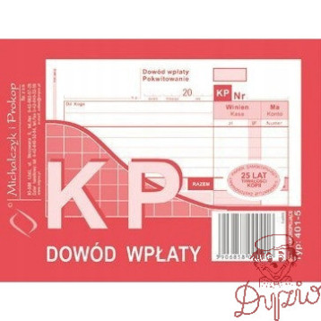 401-5 KP Dowód Wpłaty A6 80 kartek MICHALCZYK I PROKOP (kasa przyjmie)