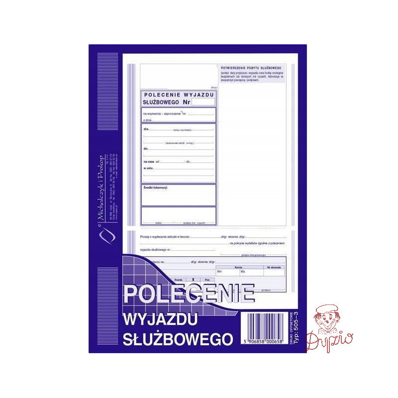505-3 Polecenie wyjazdu służbowego A5 40kartek Michalczyk i Prokop