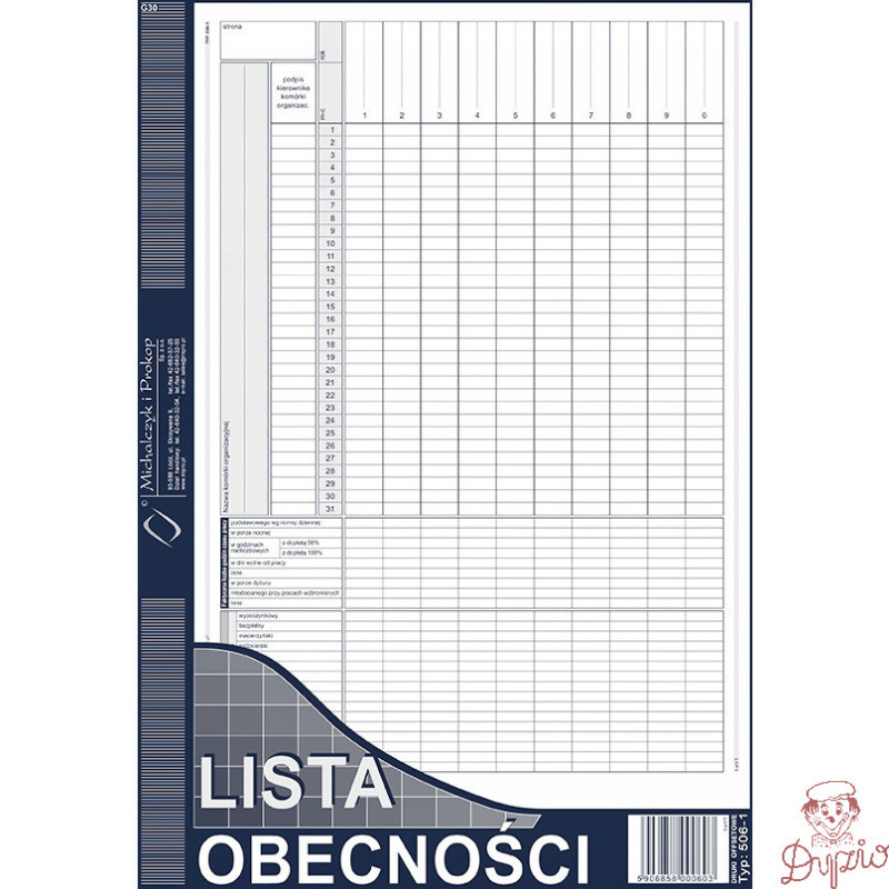 506-1 Lista obecności MICHALCZYK&PROKOP A4 40 kartek