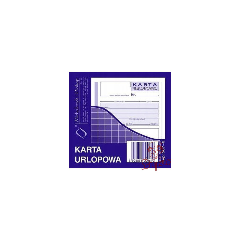 507-6 Karta urlopowa 2/3 A6 40 kartek Michalczyk i Prokop