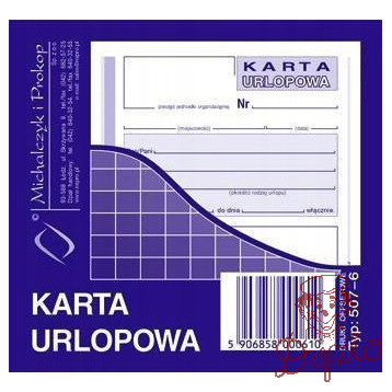 507-6 Karta urlopowa 2/3 A6 40 kartek Michalczyk i Prokop