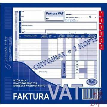 102-XE/N Faktura VAT 2/3 A4 (pełna oryginał +2kopie ) Michalczyk i Prokop
