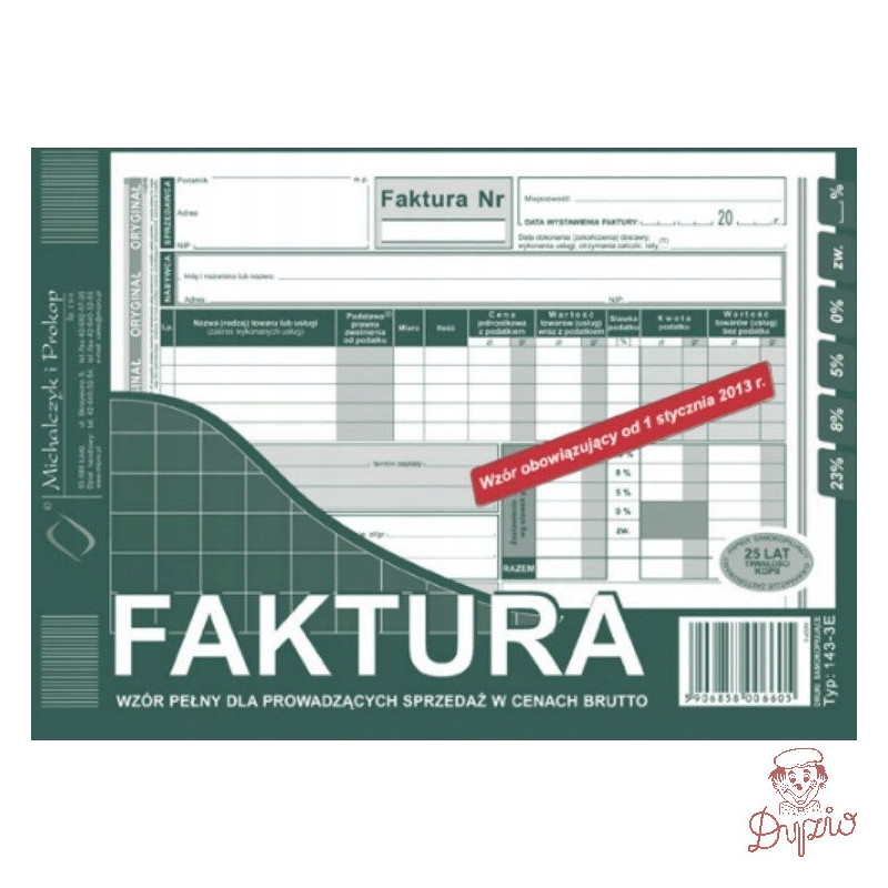 143-3E Faktura VAT MICHALCZYK&PROKOP A5 80 kartek