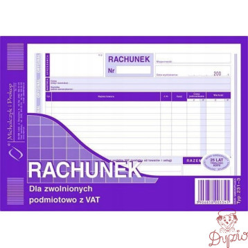 231-3 Rachunek A5 dla zw.z VAT (poziom)MICHALCZYK i PROKOP
