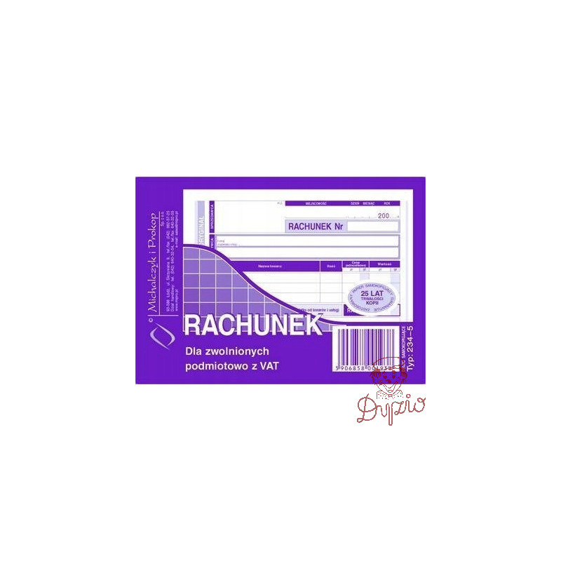 234-5 Rachunek A6 (poziom) ory.+kop. 80k Michalczyk i Prokop
