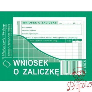 408-5 Wniosek o zaliczkę A6 40 kartek Michalczyk i Prokop