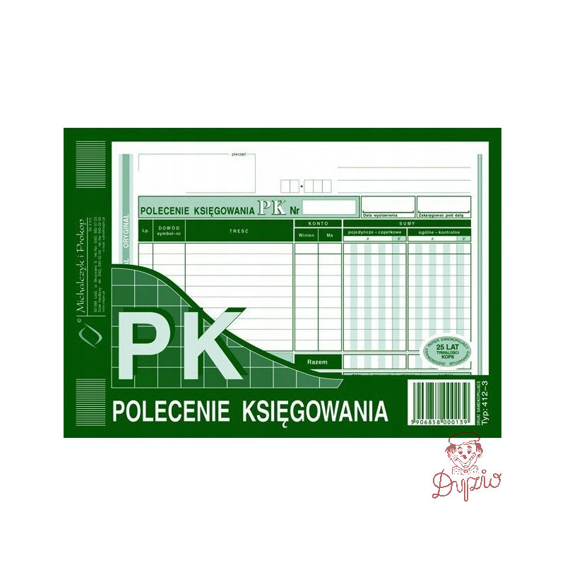412-3 Polecenie księgowania A5 (oryginał +kopia ) 80k Michalczy k i Prokop
