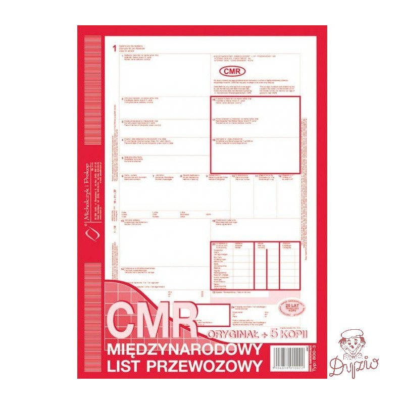 800-3 CMR A4 78kartek 1+5 międzynarodowy list przewozowy MICHALCZYK