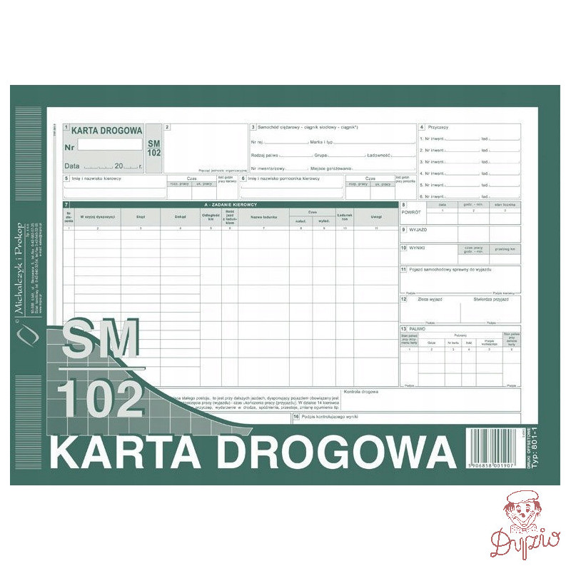 801-1-N Karta drogow.numer. samoch.cieżar. MICHALCZYK