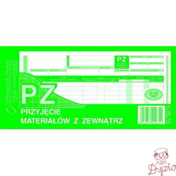 352-8 PZ przyjęcie materiałów z zewnątrz 1/3A4 80 kartek MICHALCZYK