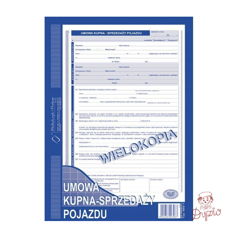 650-1 Umowa kupna - sprzedaży pojazdu MICHALCZYK&PROKOP A4 40 kartek
