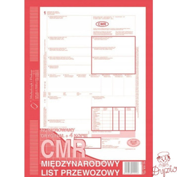 800-2N CMR A4 80kartek 1+4 numerowany międzynarodowy list przewozowy M&P