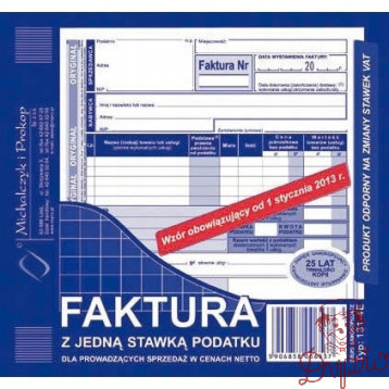 131-4E Faktura z jedną stawką podatku sprzedaż w netto 2/3A5 Michalczyk i Prokop